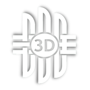 A stylized black and white 3D logo with symmetrical geometric shapes.