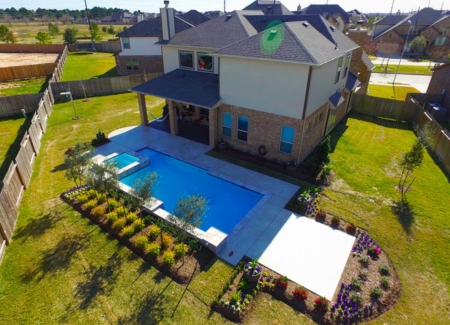 Backyard with a pool in Katy TX